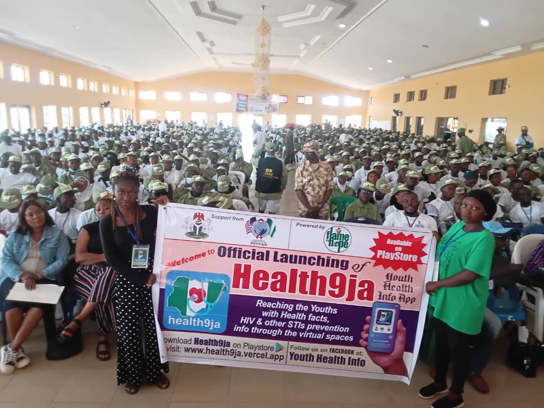 Flame of Hope team launched their HIV prevention mobile app HEALTH9JA at NYSC Camp, Plateau State.